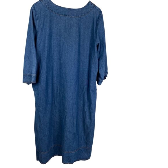 Phases Women's Denim Embroidered Paisley Boho Cottage Core Country Dress Blue XL - Picture 2 of 10